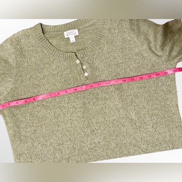 MARKET & SPRUCE Nailah Button Henley Green, Pullover, Size XL - Picture 7 of 8